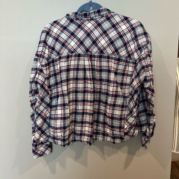 BDG Cropped Flannel Plaid Shirt Medium - Picture 6 of 7